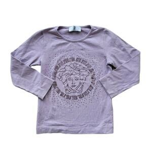 Young Versace Lavender Rhinestone Logo Tee